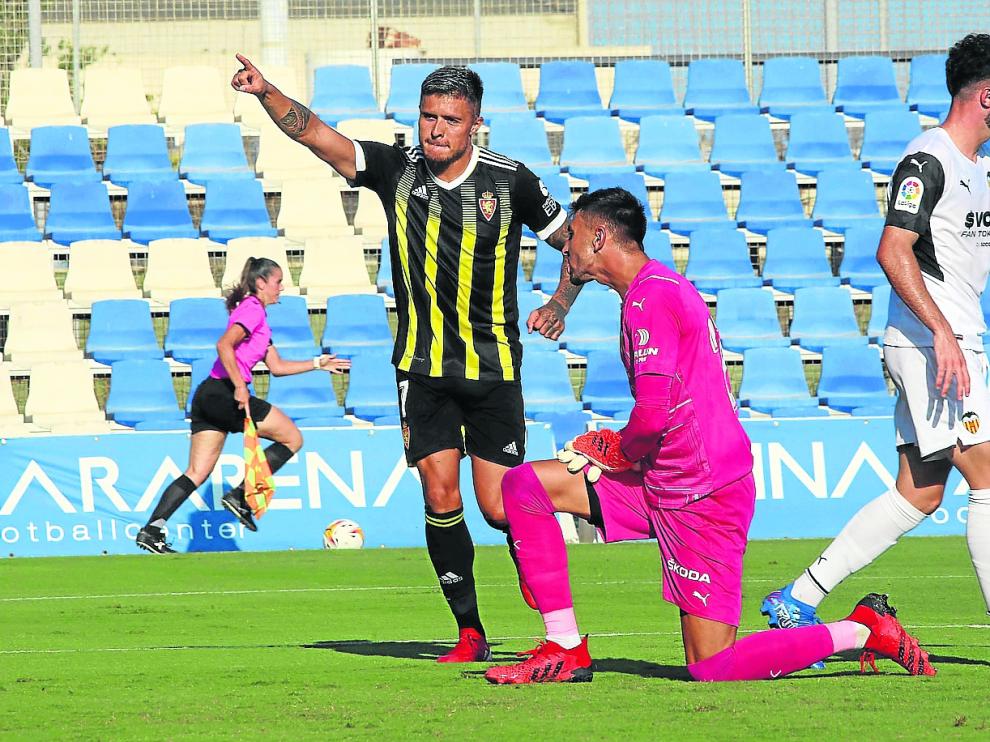 Juanjo Narváez, durante el amistoso de pretemporada contra el Valencia, jugado en el Pinatar Arena.
