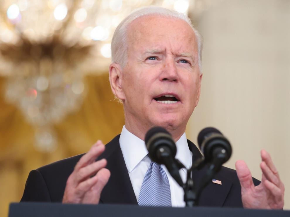 Joe Biden, este lunes en la Casa Blanca, hablando sobre Afganistán