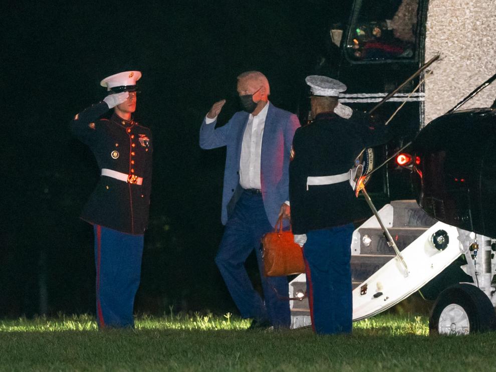 US President Joe Biden arrives at Ft. McNair
