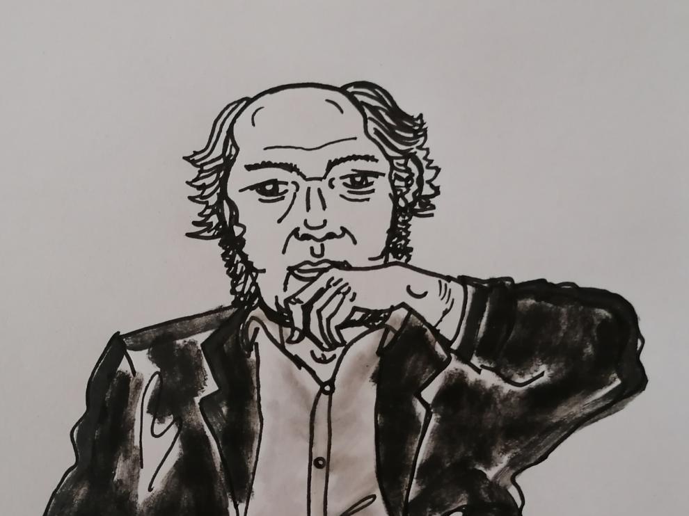 El escritor retratado por el artista Sergio Muro.