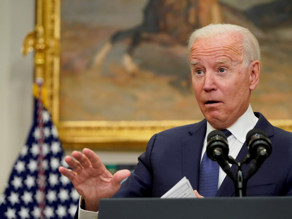 U.S. President Joe Biden speaks about Hurricane Henri and the evacuation of Afghanistan