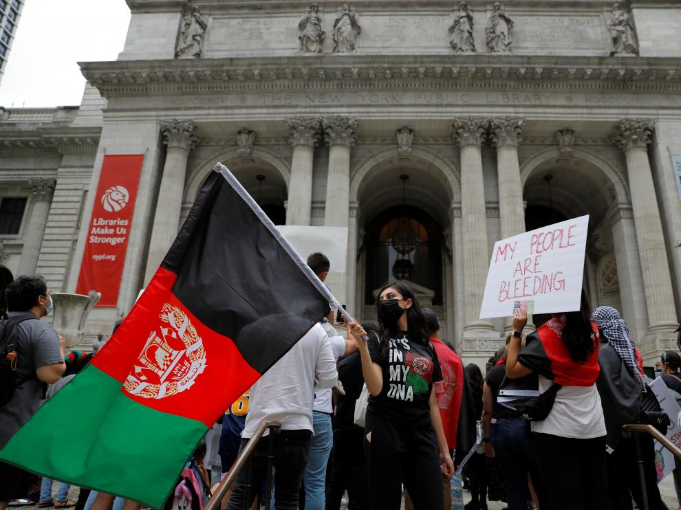 Concentración en Nueva York al grito de "Afganistán libre".