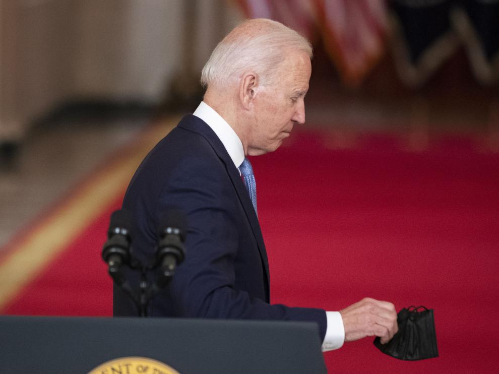 US President Joe Biden delivers remarks on the end of the war in Afghanistan