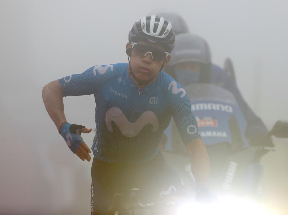 El colombiano Miguel Ángel López (Movistar) ganó en solitario la etapa reina de la Vuelta, disputada entre Salas y el Altu d'El Gamoniteiru