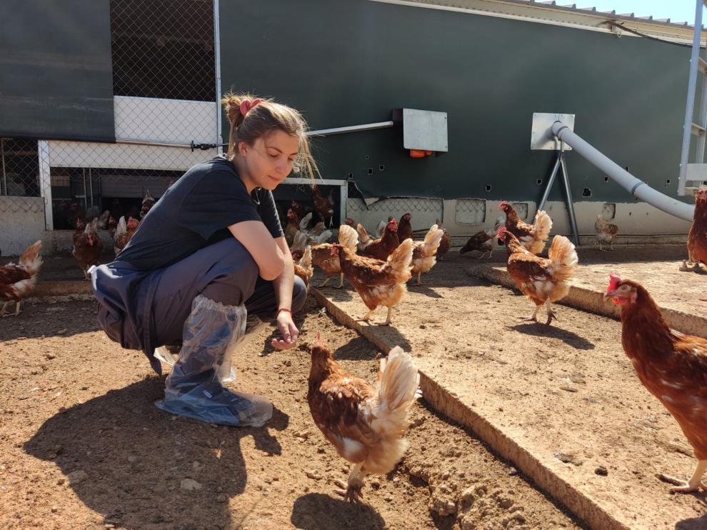Isaben Martín, estudiante de Veterinaria, realizó su Erasmus Rural en la Granja San Miguel, en Villarreal de Huerva.