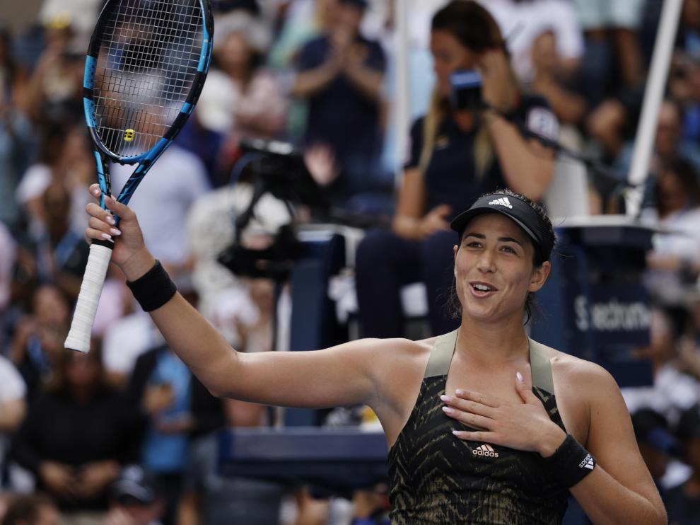 Muguruza celebra el pase a octavos en el US Open