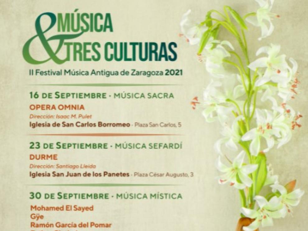 Cartel con los conciertos del Festival 'Tres Culturas'.