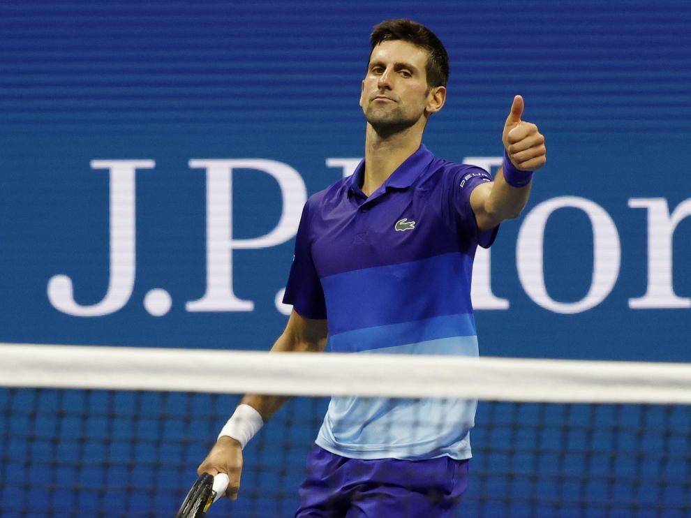 Novak Djokovic en el partido de este lunes en Estados Unidos.