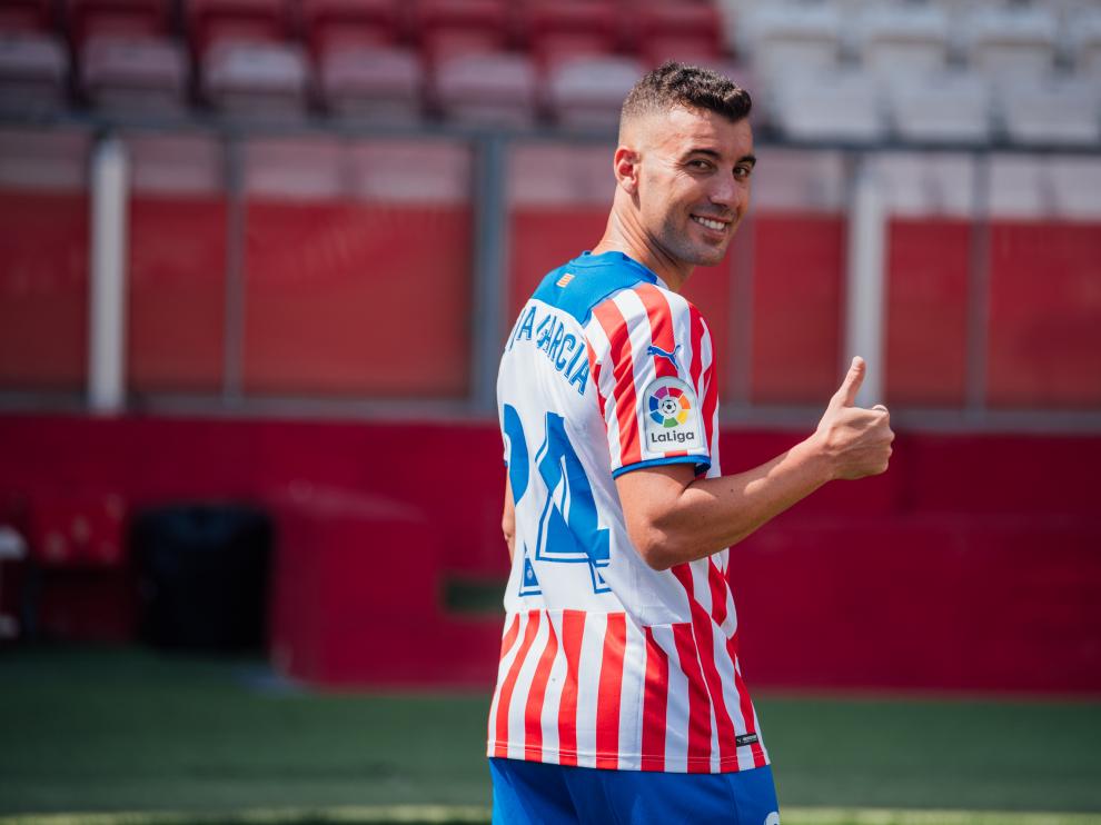 Borja García, durante su presentación en Montilivi.