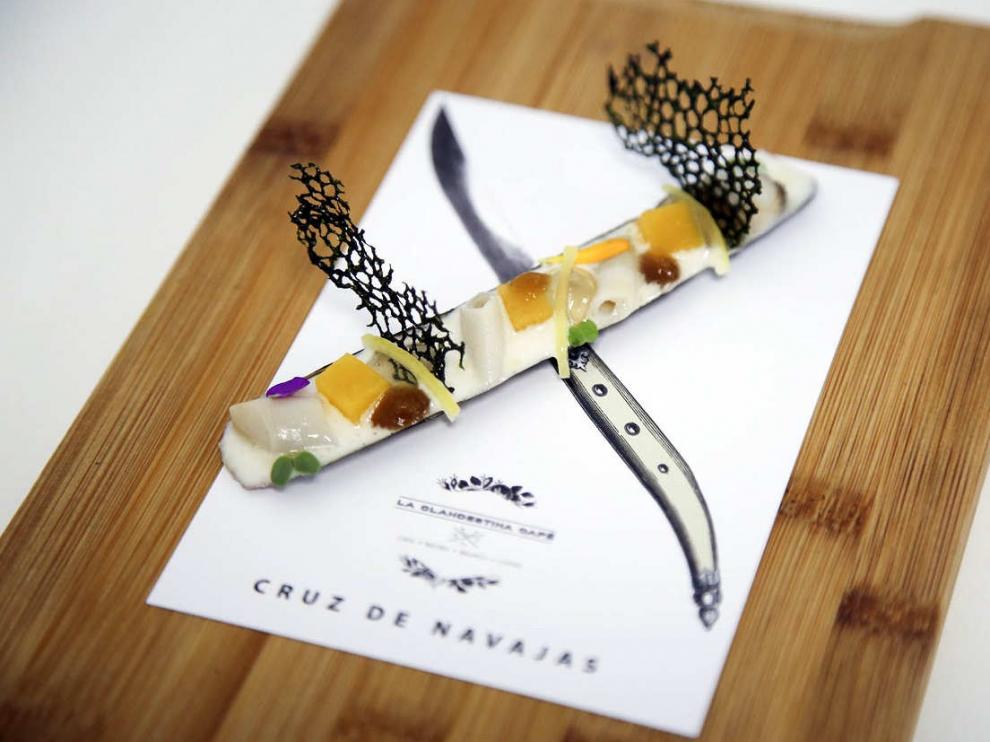 La tapa 'Cruz de navajas' del restaurante La Clandestina de Zaragoza, ganadora del Concurso de Tapas en 2019