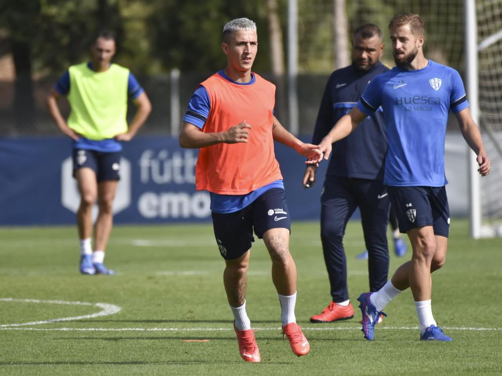 Escriche y Pulido, en el entrenamiento de este jueves.
