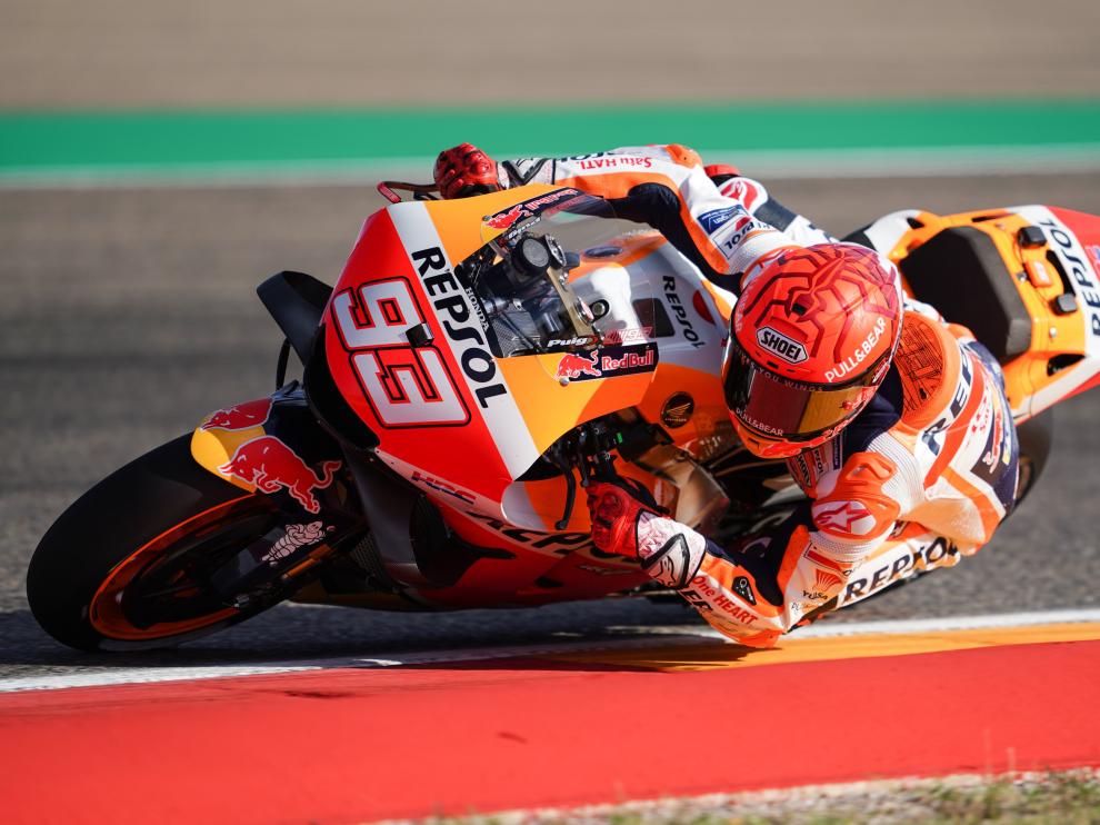 Marc Márquez, en la sesión de entrenamientos libres del Gran Premio Tissot de Aragón