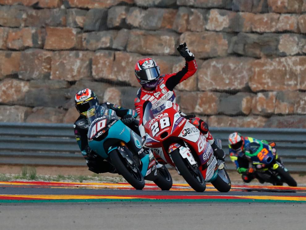 Entrenamientos libres de Moto 3 en Motorland Aragón: el surafricano Darryn Binder (Honda)