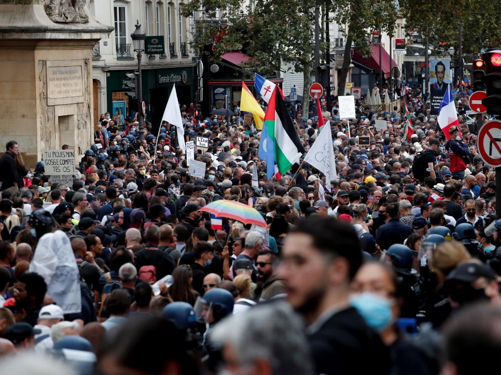 Protest against the use of health passes, in Paris