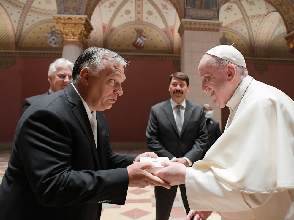 El Papa, este domingo, en su encuentro con Orban.