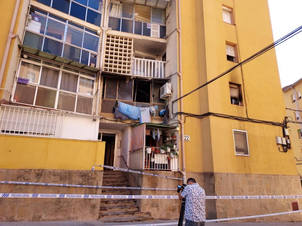 Estado del edificio afectado por el incendio este domingo