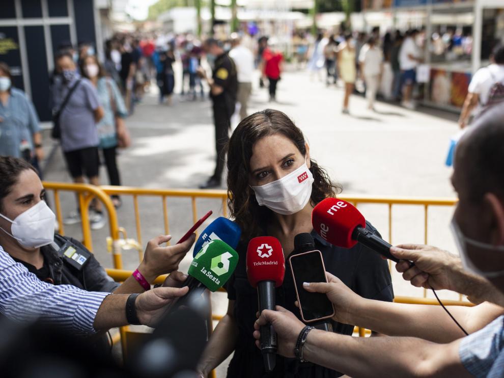 Isabel Díaz Ayuso, este lunes ante la prensa
