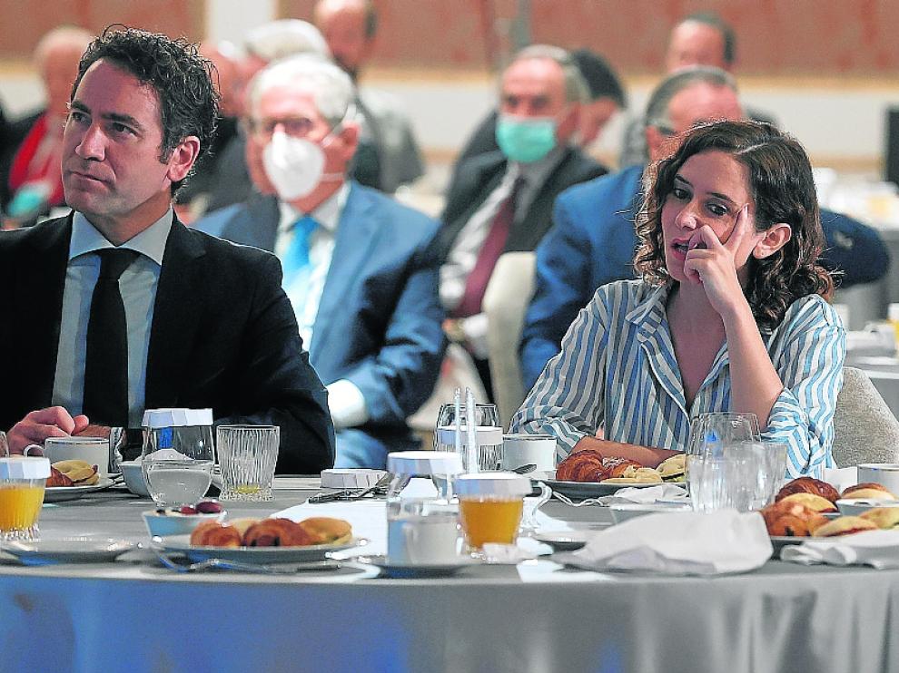 Egea, Ayuso y Almeida cuando Casado lanzó la candidatura del alcalde a presidir el PP de Madrid