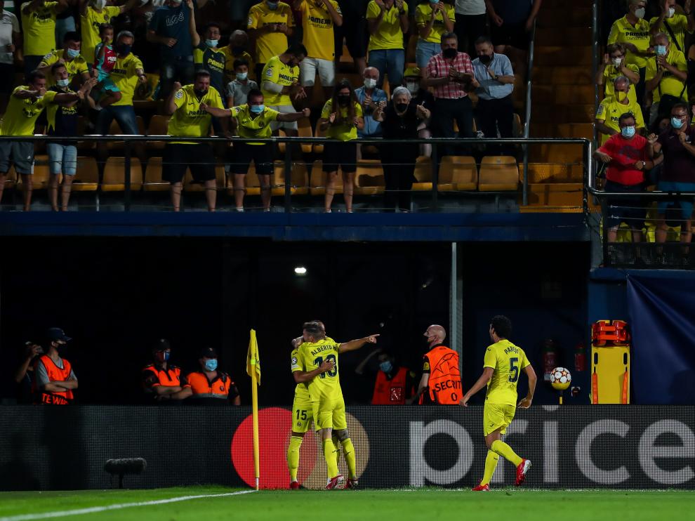 Jugadores del Villarreal celebrando uno de los goles