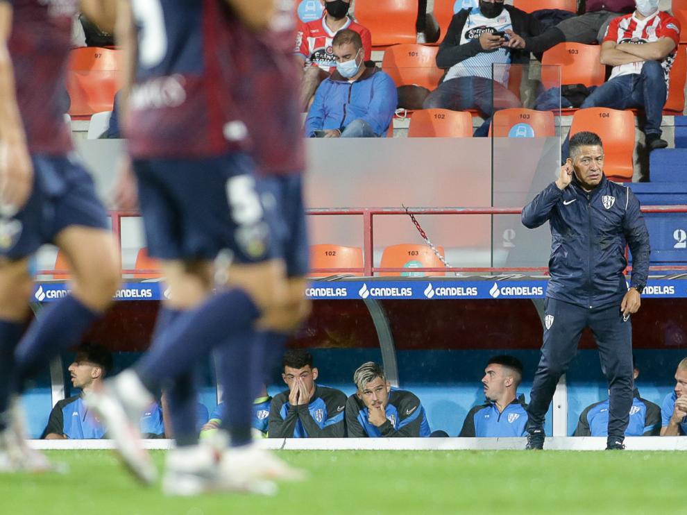 Nacho Ambriz, durante la derrota frente al Lugo.
