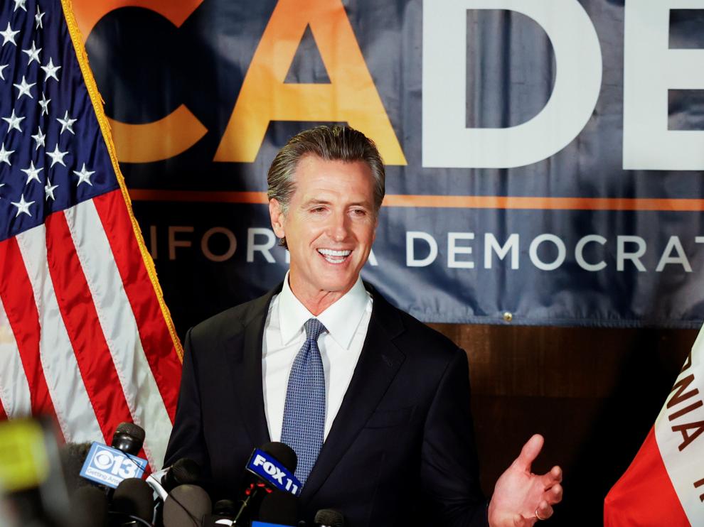 Gavin Newsom agradece el apoyo de los votantes.