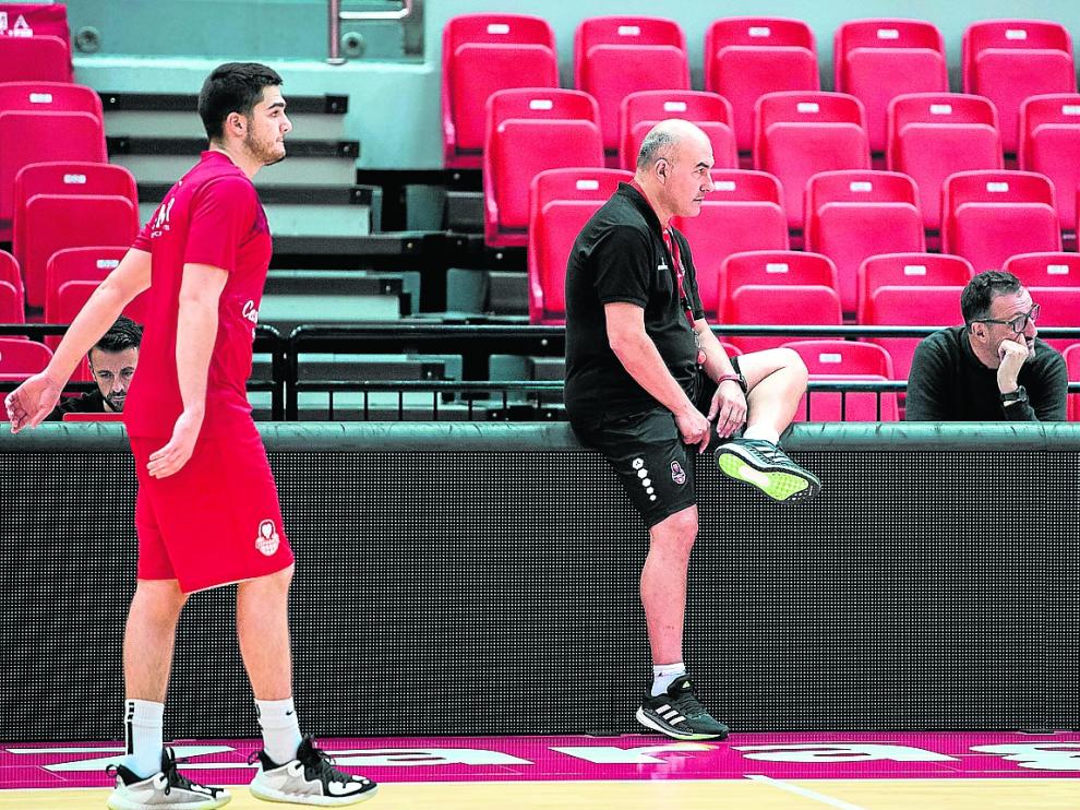 Javi García, Jaume Ponsarnau y Pep Cargol, en un entrenamiento de esta semana.