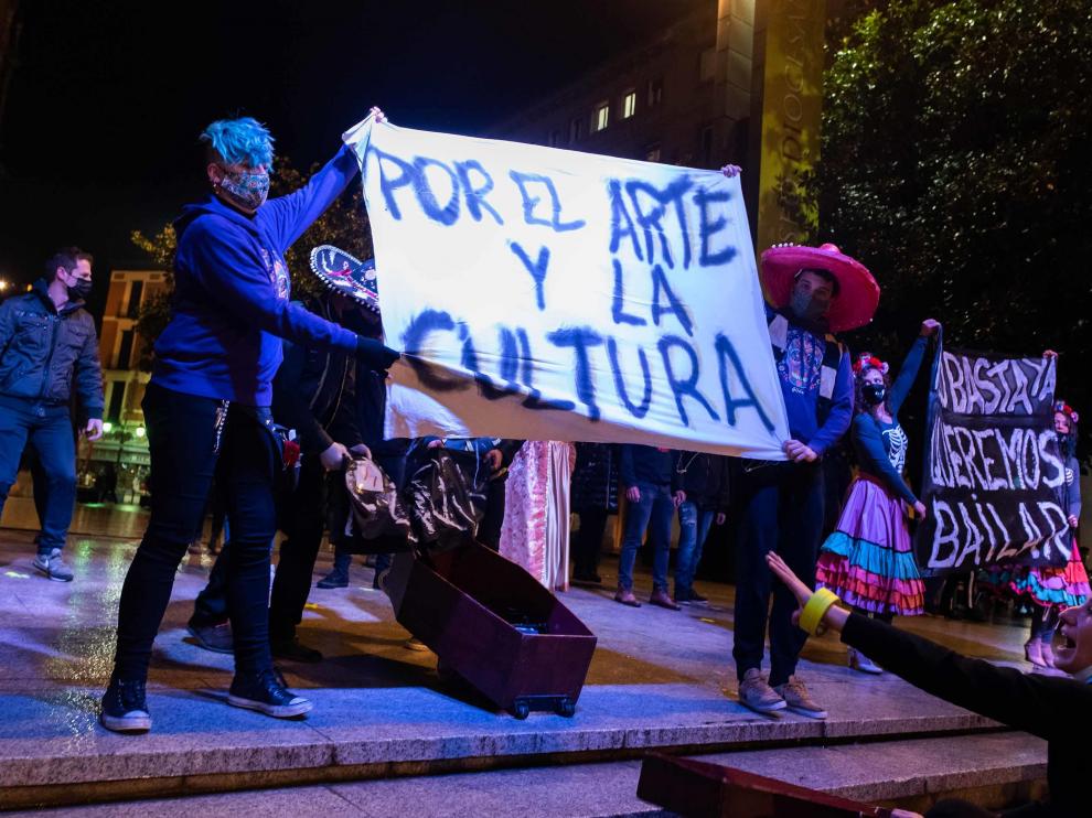 Manifestación en diciembre de 2020 para denunciar el abandono del sector cultural