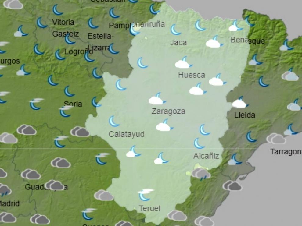 Mapa del tiempo en Aragón