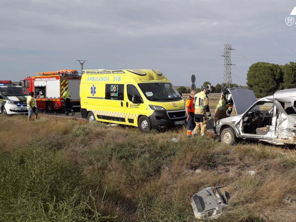 Accidente tras colisionar dos furgonetas en el término municipal de Bujaraloz.