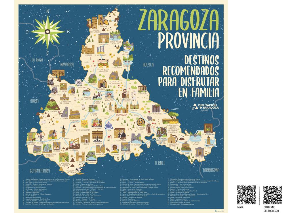 El mapa señala los lugares que luego aparecen explicados en los códigos QR.