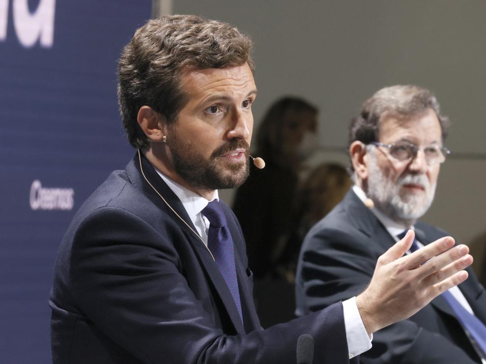 Rajoy y Feijóo arropan a Pablo Casado en la convención del PP en Santiago