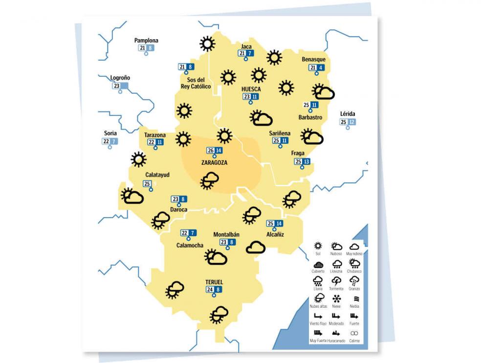 Mapa del tiempo en Aragón del jueves 30 septiembre de 2021