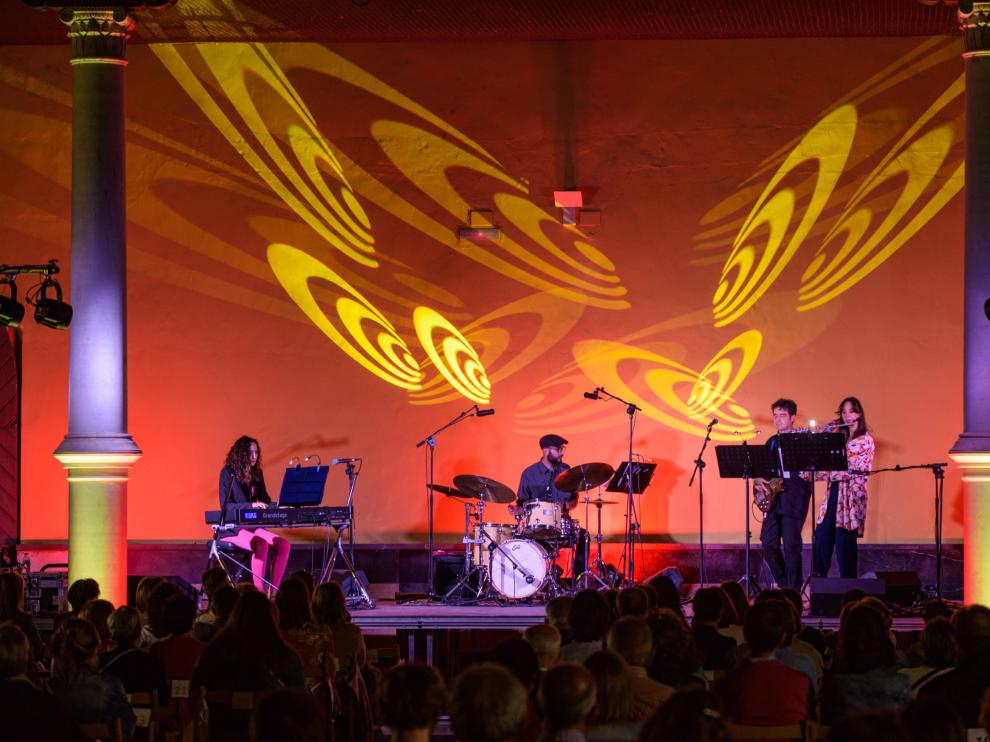 Cloister Out, durante un concierto en el palacio deEguarás, en Tarazona, el pasado 30 de julio.