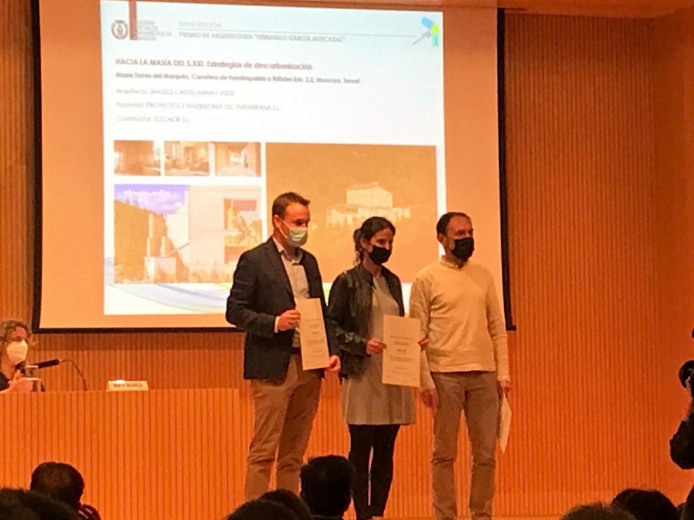 Àngels Castellarnau en el momento de recibir la mención de Sostenibilidad y Medio Ambiente del Premio de Arquitectura Fernando García Mercadal