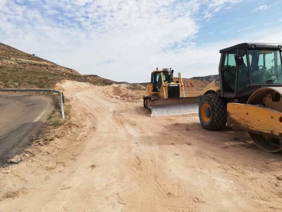 Obras carretera provincial que conecta Bujaraloz y Alborge