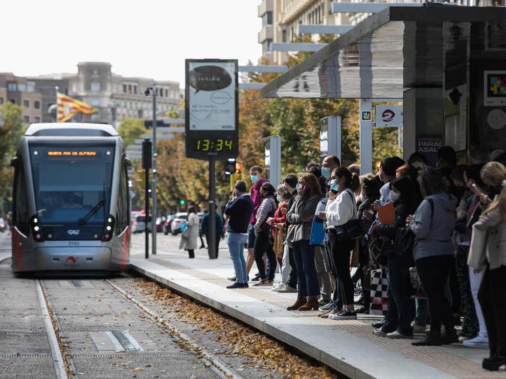 Huelga del tranvía en Zaragoza.