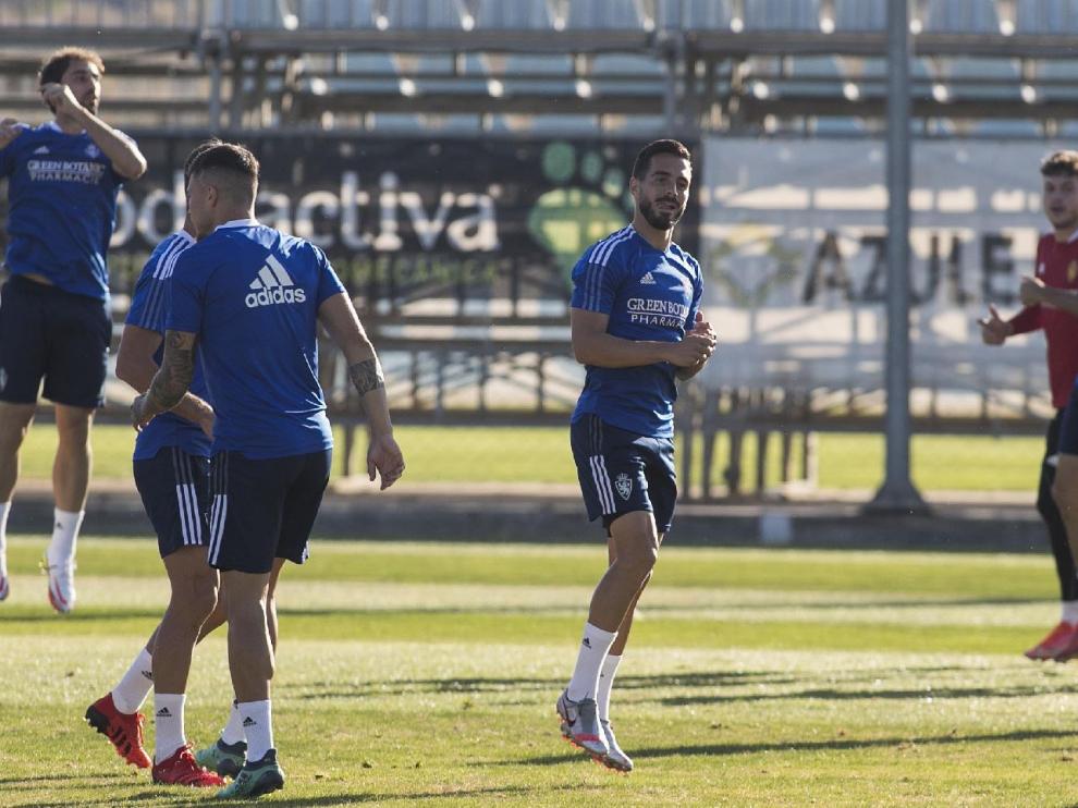 Javi Ros, en el entrenamiento de la tarde de este domingo, previo al partido contra el Huesca.