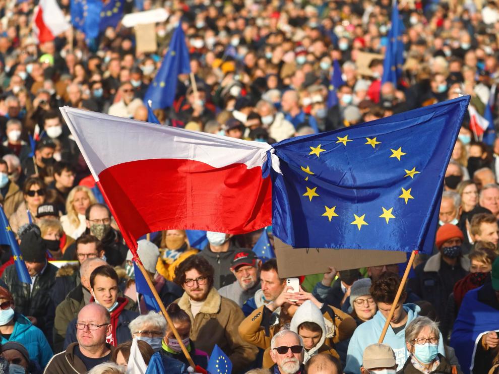 Protesta de miles de personas en Cracovia POLAND EU DEMONSTRATION