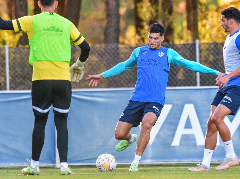 Cristian Salvador, durante el entrenamiento de este miércoles.