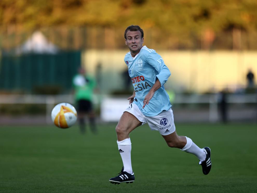 Emmanuel Macron durante el partido