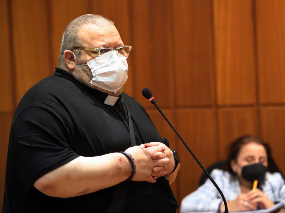 El párroco durante el juicio este miércoles en la Audiencia Provincial de Murcia.