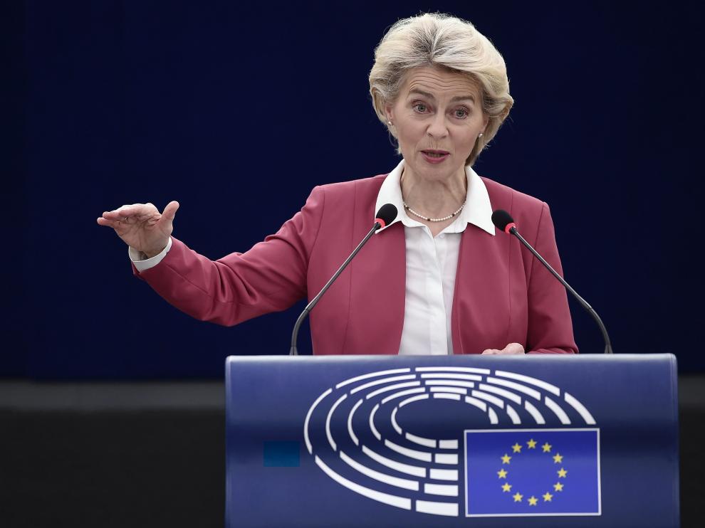 Ursula von der Leyen en el Parlamento Europeo, este miércoles.