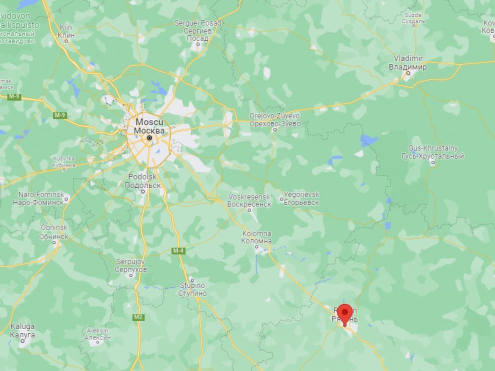 Riazán, el lugar del accidente, se encuentra a 220 kilómetros de la capital rusa, Moscú.