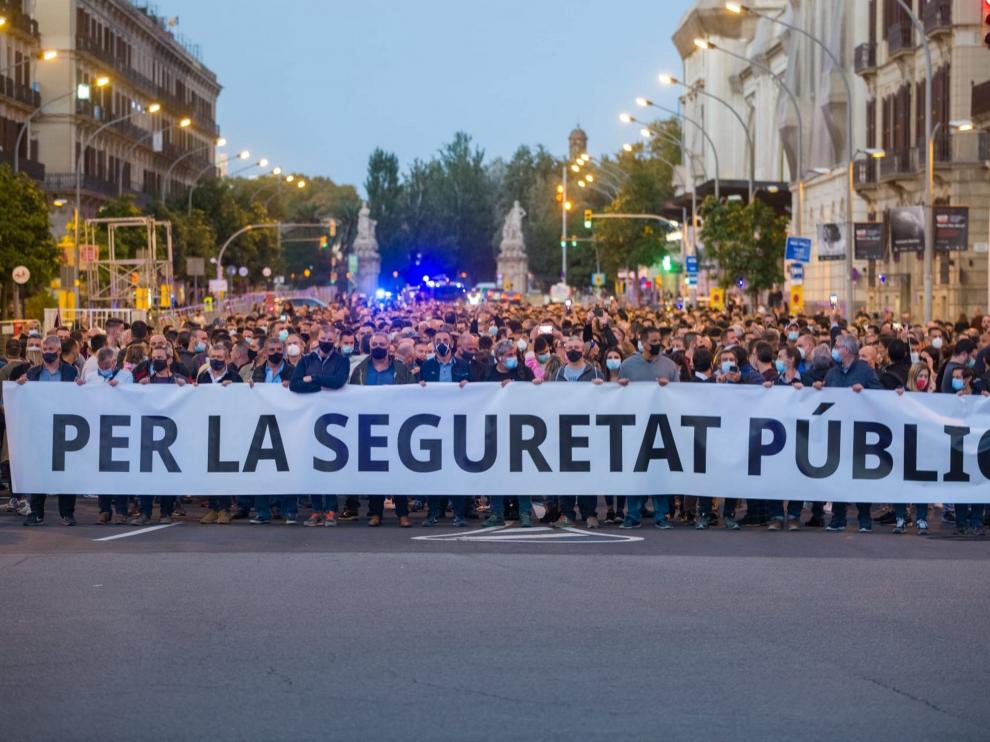 Manifestación policial en Barcelona.