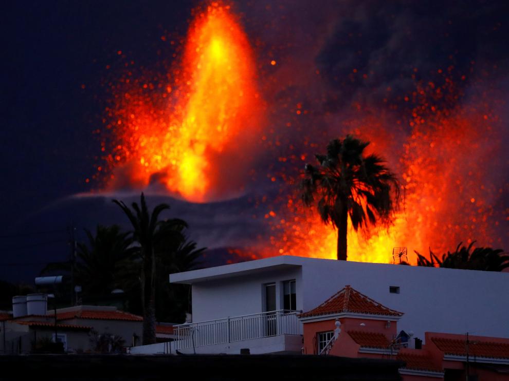 Fuente de lava en La Palma