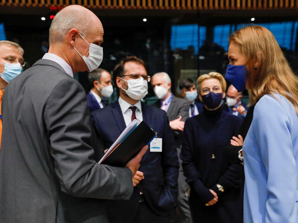 La comisaria europea de Energía, Kadri Simson, tras la reunión extraordinaria de los ministros de Energía de los Veintisiete en Luxemburgo. LUXEMBOURG EU COUNCIL ENERGY