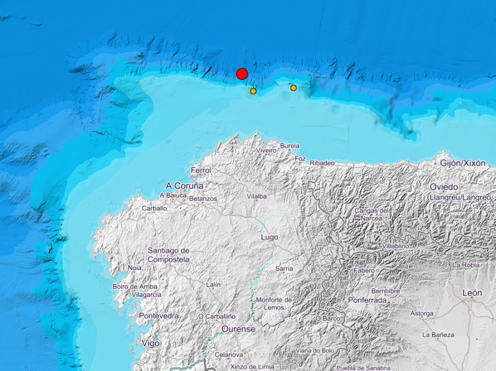 Epicentro del terremoto, marcado en rojo