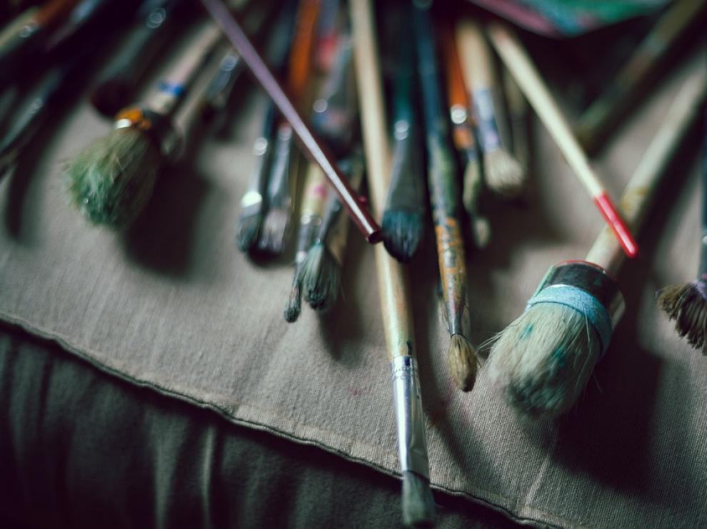 Foto de archivo de pinceles de pintura
