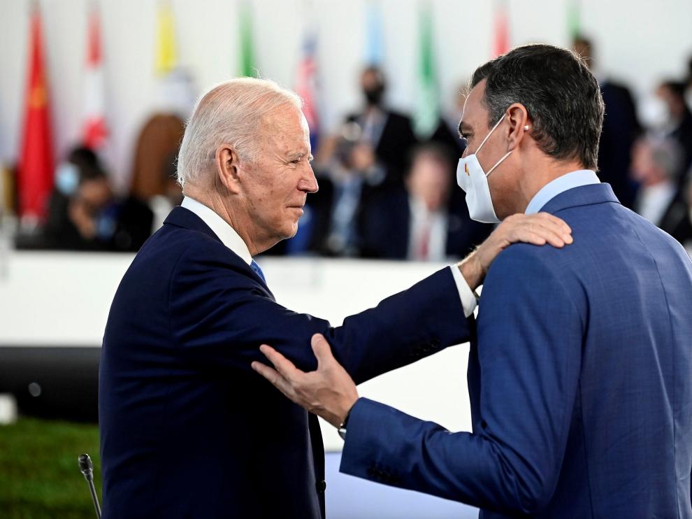Biden y Sánchez, esta mañana en Roma.