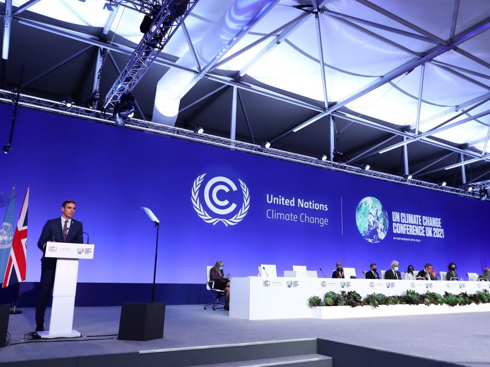El presidente del gobierno Pedro Sánchez en la COP26, que se celebra en Glasgow (Reino Unido).